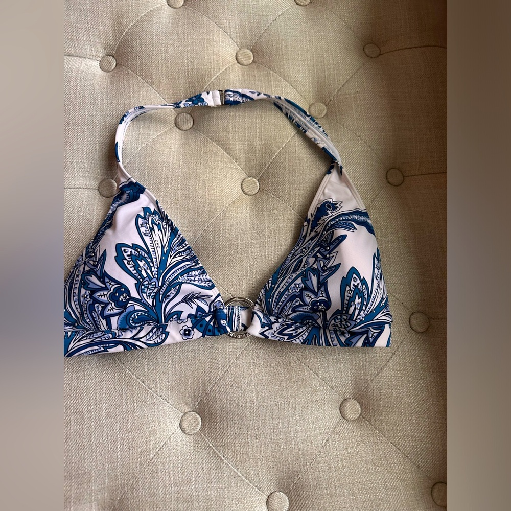 EUC Lauren Ralph Lauren Bikini Top 14 blue & white